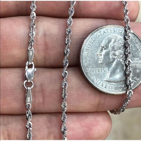 REAL 10K Solid White Gold Rope Chain 20” Brand New - Picture 3 of 4